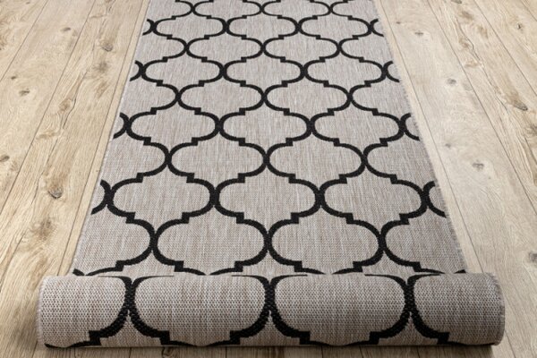 Behúň SIZAL FLOORLUX 20608, koniczyna marokánka, trellis strieborný / čierny