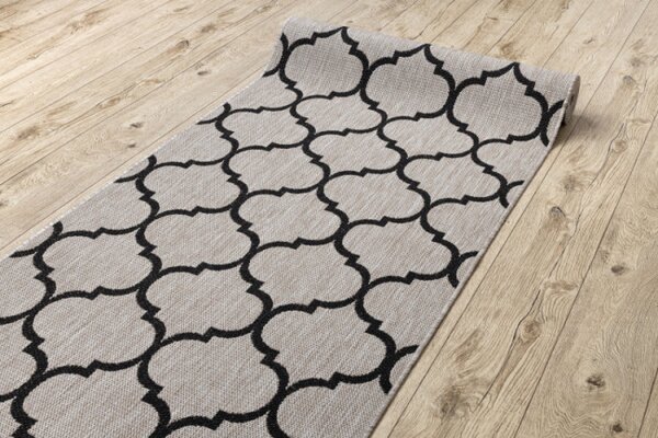 Behúň SIZAL FLOORLUX 20608, koniczyna marokánka, trellis strieborný / čierny