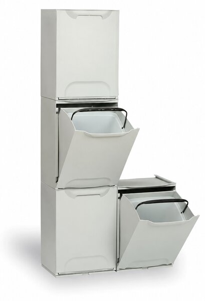 Súprava 4 plastových košov na triedený odpad, 20 L, 340 x 290 x 470 mm