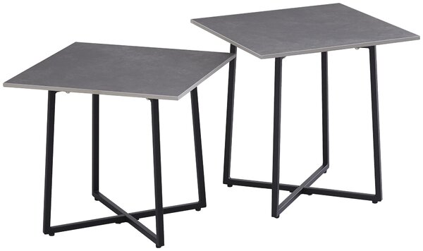 SADA KONFERENČNÝCH STOLÍKOV, čierna, svetlosivá, kov, kameň, 45/45/45/45/41/46 cm Carryhome - Stolíky do obývačky, Online Only