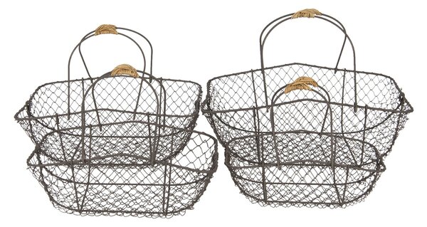 Set 4 drôtených košíkov s ušami Filaire - 38 * 28 * 15 * 36/34 * 23 * 32/31 * 20 * 27/27 * 17 * 24 cm - Clayre & Eef