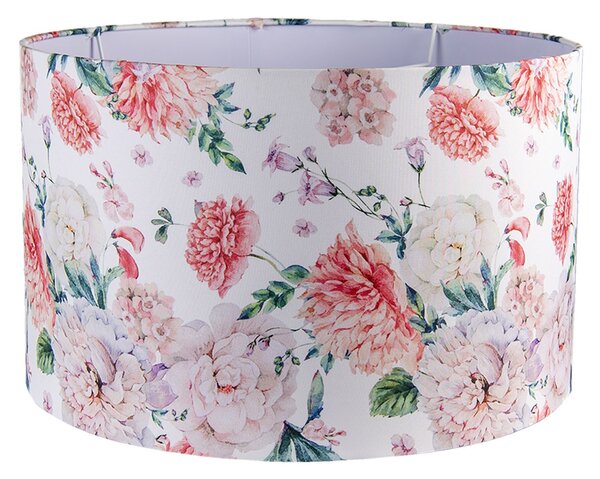 Biele tienidlo na lampu s potlačou kvetín - Ø 45 * 28 cm / E27 - Clayre & Eef