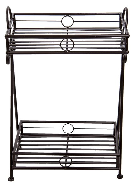 Tmavo hnedý kovový stolík Belle na kvety - 15 * 23 * 67 cm - Clayre & Eef