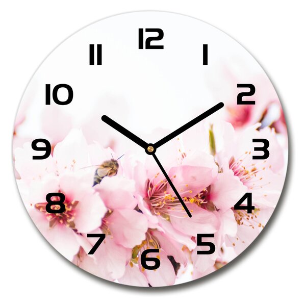 Sklenené hodiny okrúhle Kvety višne pl_zso_30_f_79943111