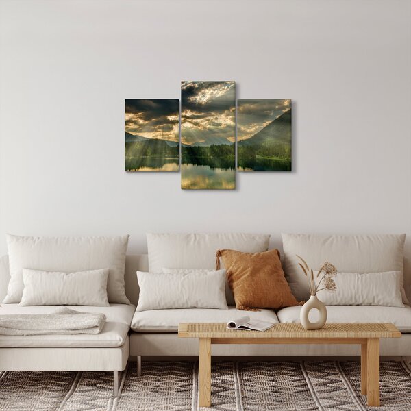 Obraz jazera s presvitajúcim slnkom (90x60 cm)