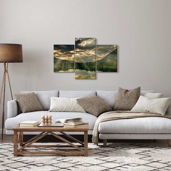 Obraz jazera s presvitajúcim slnkom (90x60 cm)