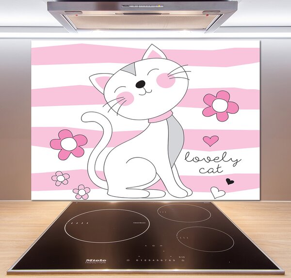 Sklenený panel do kuchynskej linky Biela mačka