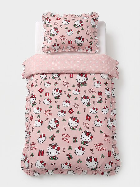 Sinsay - Sviatočné posteľné obliečky s volánmi Hello Kitty - ružová