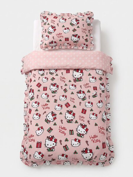 Sinsay - Sviatočné posteľné obliečky s volánmi Hello Kitty - ružová
