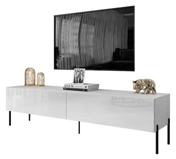 TV STOLÍK ELEGANTE 2 BIELY LESK + ČIERNE NOŽIČKY 175 cm