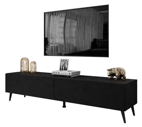 TV STOLÍK ELEGANTE 3 ČIERNY MATNÝ + ČIERNE NOŽIČKY 175 cm