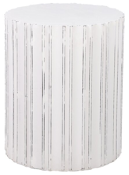 Odkladací stolík biela MDF 55 x 45 x 45 cm okrúhly tvar dekoratívny zdobený maľovaný povrch boho štýl obývačka spálňa