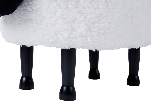 Detská stolička biela polyester umelá kožušina drevené nohy tvar zvieratka ovca s úložným priestorom moderný štýl detská izba