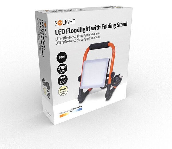 Pracovný LED reflektor so sklopným stojanom 30 W, 2700 lm, 4000 K, IP65 (WM-30W-FEQ) (WM-30W-FEQ)