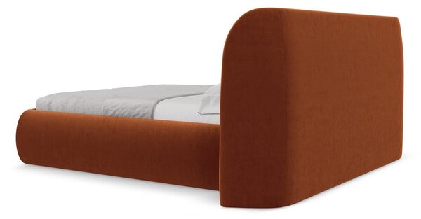 Čalúnená dvojlôžková posteľ v terakotovej farbe s úložným priestorom s roštom 160x200 cm Hauke – Makamii