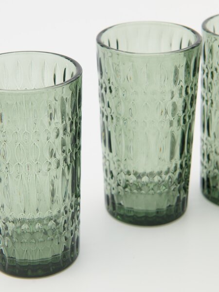 Sinsay - Súprava pohárov s reliéfnym vzorom 4 pack - zelená