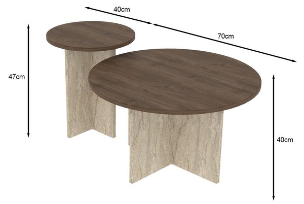 NovýNábytok.sk Set 2ks. konferenčných stolíkov Priva (orech + travertín). Akcia -15%. Vlastná spoľahlivá doprava až k Vám domov. 1144316