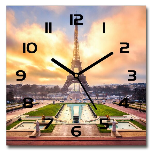 Sklenené hodiny štvorec Eiffelova veža Paríž