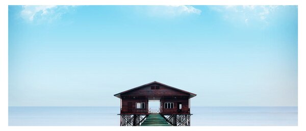 Obraz domu na mori (120x50 cm)