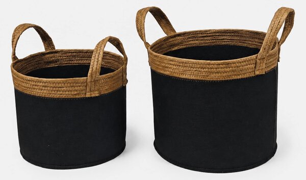 Sinsay - Úložné koše s pletenými úchytmi 2 pack - čierna