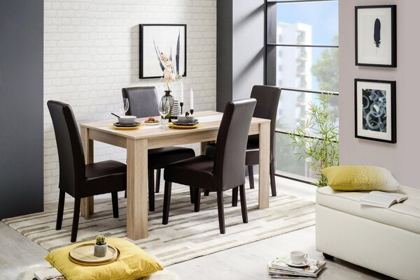 JEDÁLENSKÝ STÔL, biela, dub sonoma, 135/75/80 cm Carryhome - Obývacie zostavy