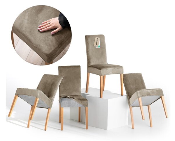 Sivobéžové napínacie poťahy v súprave 4 ks na stoličku 48 cm Sento – Restilo