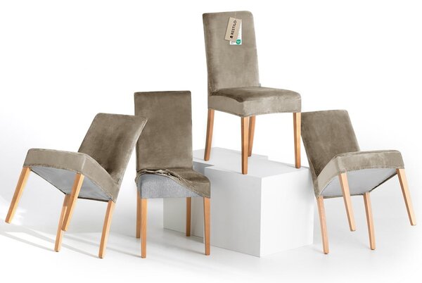 Sivobéžové napínacie poťahy v súprave 4 ks na stoličku 48 cm Sento – Restilo