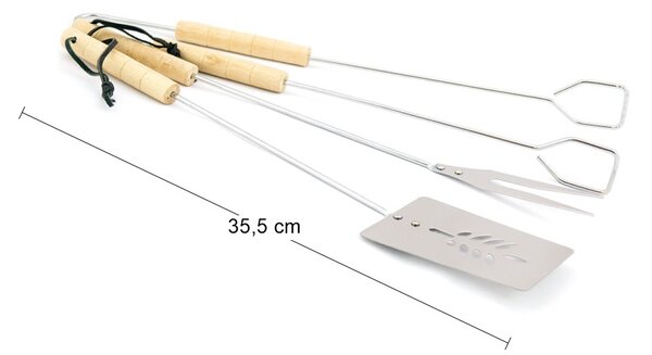 Grilovacie náradie AE182 - drevo / chróm
