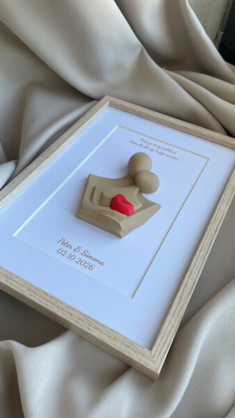 Personalizovaný 3D obraz so srdiečkom | Darček na svadbu, výročie, Valentína | 21×30 cm