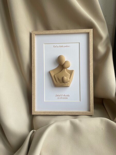 Personalizovaný 3D obraz so srdiečkom | Darček na svadbu, výročie, Valentína | 21×30 cm