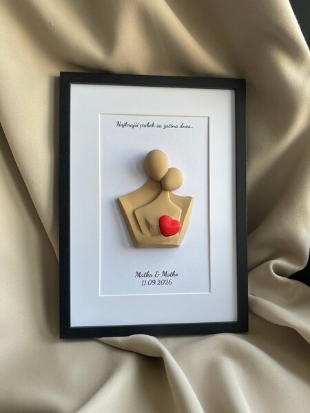 Personalizovaný 3D obraz so srdiečkom | Darček na svadbu, výročie, Valentína | 21×30 cm