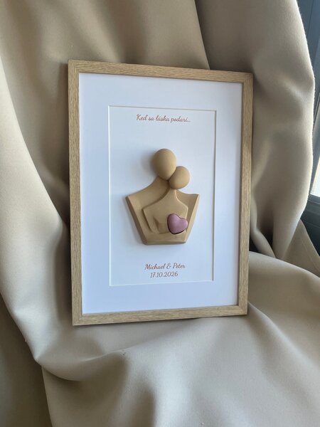 Personalizovaný 3D obraz so srdiečkom | Darček na svadbu, výročie, Valentína | 21×30 cm