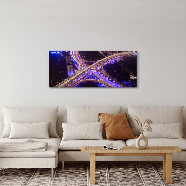 Obraz veľké križovatky v noci (120x50 cm)