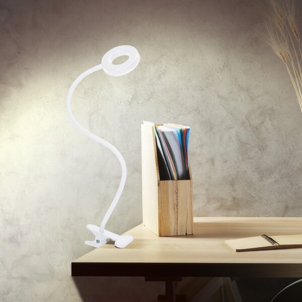 Solight WO66-W - LED stmievateľná stolná lampa s klipom LED/8W/230V 3000/4000/5000K biela