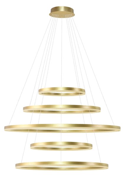 Moderný luster Halo Pendant 150+120+100+80+60 Cct zlatá s diaľkovým ovládaním