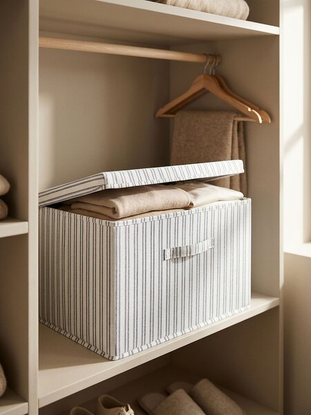 Sinsay - Skladací úložný box s pruhmi - svetlošedá