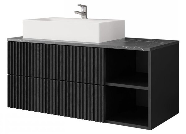 Mirjan24 Kúpeľňová skrinka pod umývadlo Kiegi Ryfel, Farby: orech warmia drážky / orech warmia + bianco mramor, Sifón: bez sifónu, Umývadlo: nie 5903211379239