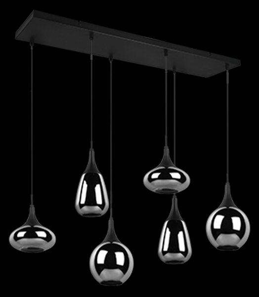 Trio 317000632 závesný luster Lumina 6x40W | E14- nastaviteľná výška, čierna, chróm