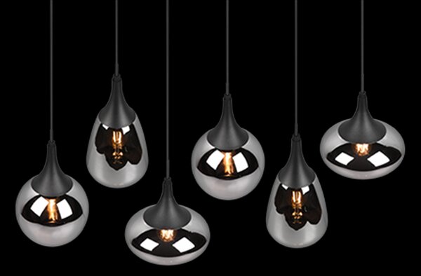 Trio 317000632 závesný luster Lumina 6x40W | E14- nastaviteľná výška, čierna, chróm