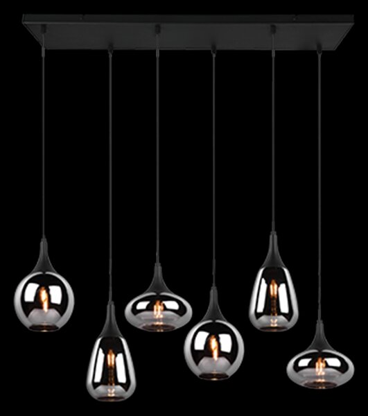 Trio 317000632 závesný luster Lumina 6x40W | E14- nastaviteľná výška, čierna, chróm