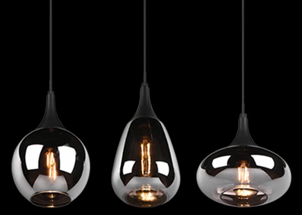 Trio 317000332 závesné svietidlo Lumina 3x40W | E14 - nastaviteľná výška, čierna, chróm