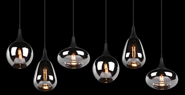 Trio 317000632 závesný luster Lumina 6x40W | E14- nastaviteľná výška, čierna, chróm