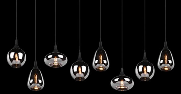 Trio 317000832 závesný luster Lumina 8x40W | E14- nastaviteľná výška, čierna, chróm