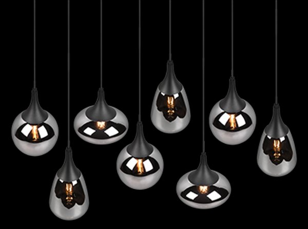 Trio 317000832 závesný luster Lumina 8x40W | E14- nastaviteľná výška, čierna, chróm