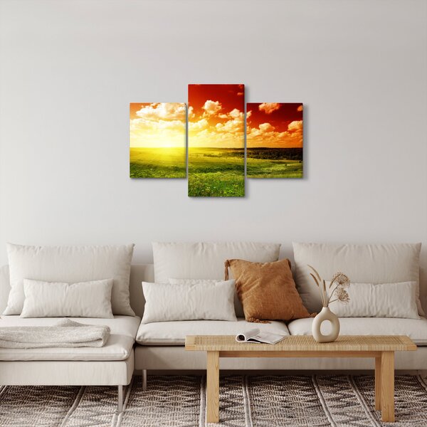Obraz lúky so žiariacim slnkom (90x60 cm)