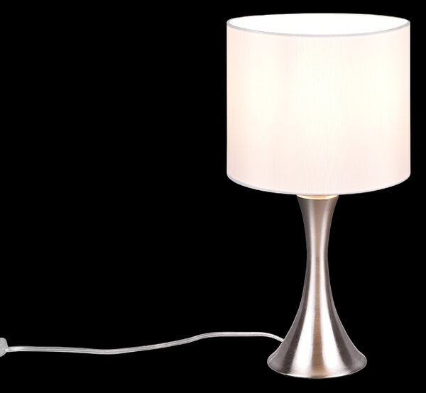 Trio 515790107 stolné svietidlo Sabia 1x40W | E27 - káblový spínač nikel, biela