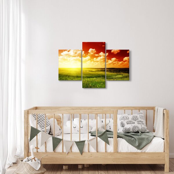 Obraz lúky so žiariacim slnkom (90x60 cm)