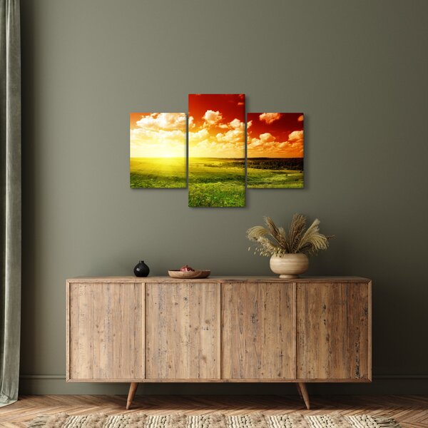 Obraz lúky so žiariacim slnkom (90x60 cm)