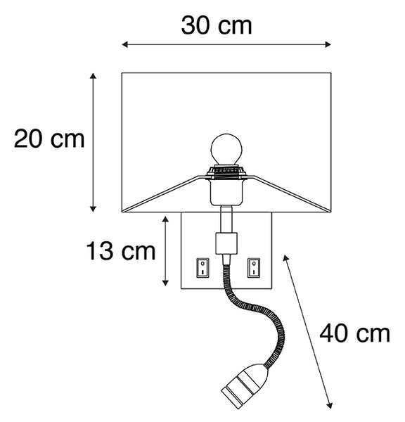 Inteligentná nástenná lampa oceľ s tienidlom krémovo bielej farby vrátane Wifi P45 - Bergamo