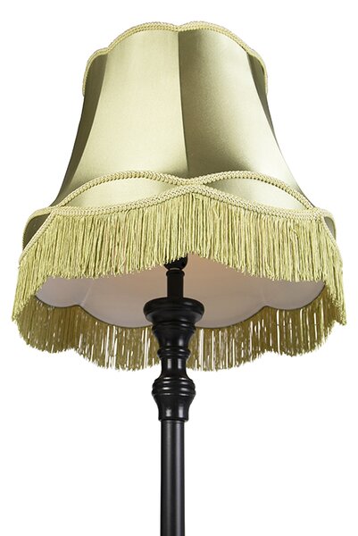 Stojaca lampa čierna s tienidlom Granny zelená - Classico